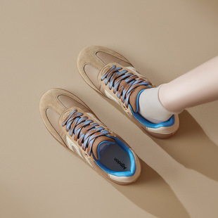 奥古狮登正品棕色德训鞋女2025新款秋冬厚底复古美拉德板鞋平底休