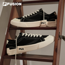 FILA FUSION斐乐潮牌情侣款帆布鞋2025夏季女子一脚蹬运动板鞋男