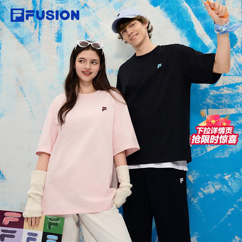 FILA FUSION斐乐潮牌情侣款针织短袖衫2026春新款休闲