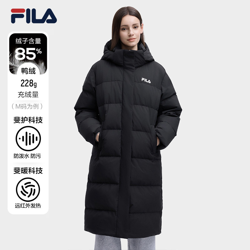 斐乐女士防泼水长款羽绒服