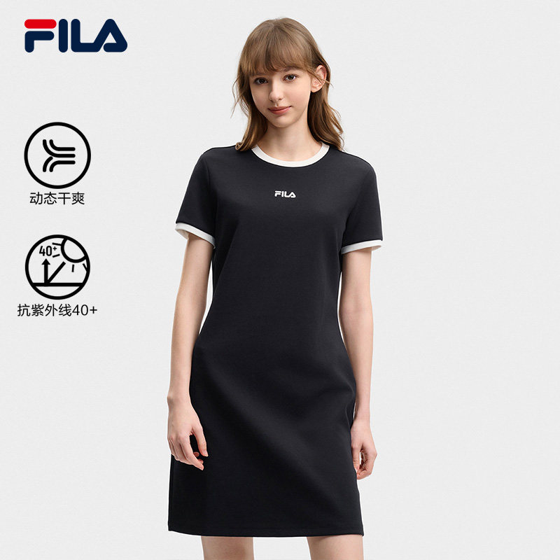 FILA 斐乐官方女子针织连衣裙2026夏季新款时尚休闲防晒修身