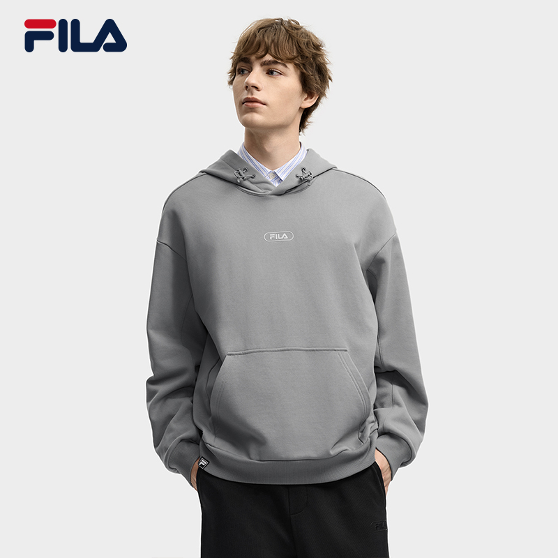 FILA 斐乐官方男子针织连帽上衣2025冬新款时尚休闲宽松纯棉上衣