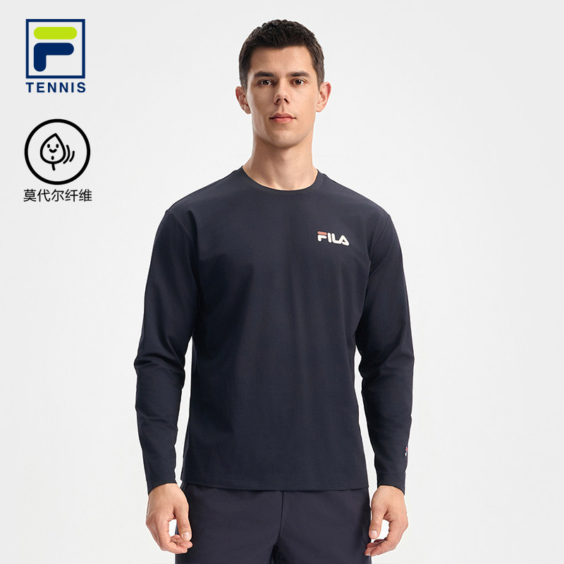 FILA 斐乐官方男子针织长袖衫2025秋新款网球运动简约宽松圆领长T,运动服/休闲服装,运动T恤,淘宝优惠券,粉丝福利购,淘宝优惠卷