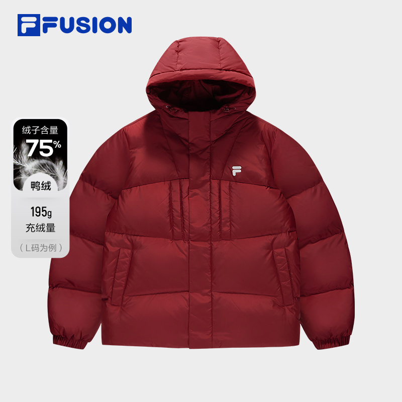 FILA FUSION斐乐潮牌情侣款羽绒服2025冬季新款时尚保暖连帽外套