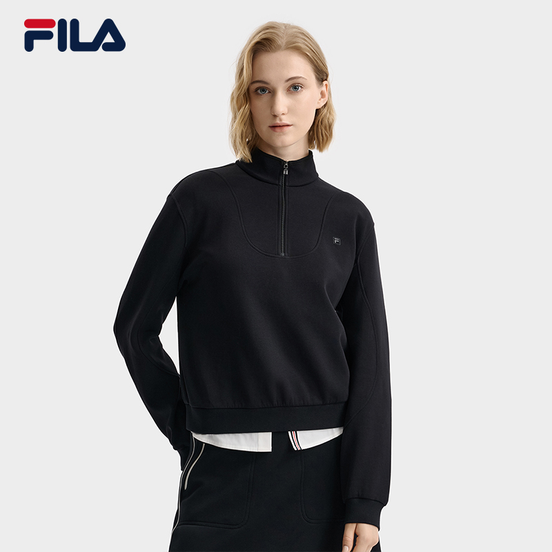 FILA 斐乐官方女子套头卫衣2025冬新款简约休闲舒适针织长袖上衣