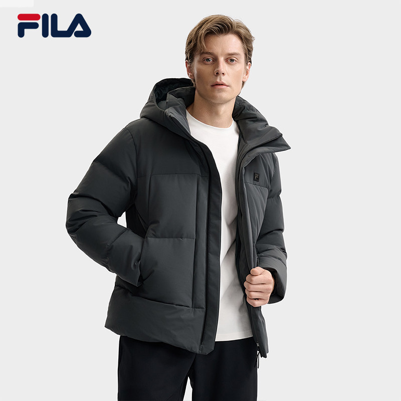 FILA羽绒服男90鹅绒高蓬防水外套