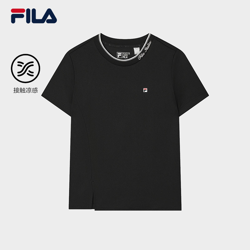 FILA 斐乐官方女子针织短袖衫2025夏新款时尚休闲简约基础凉感T恤