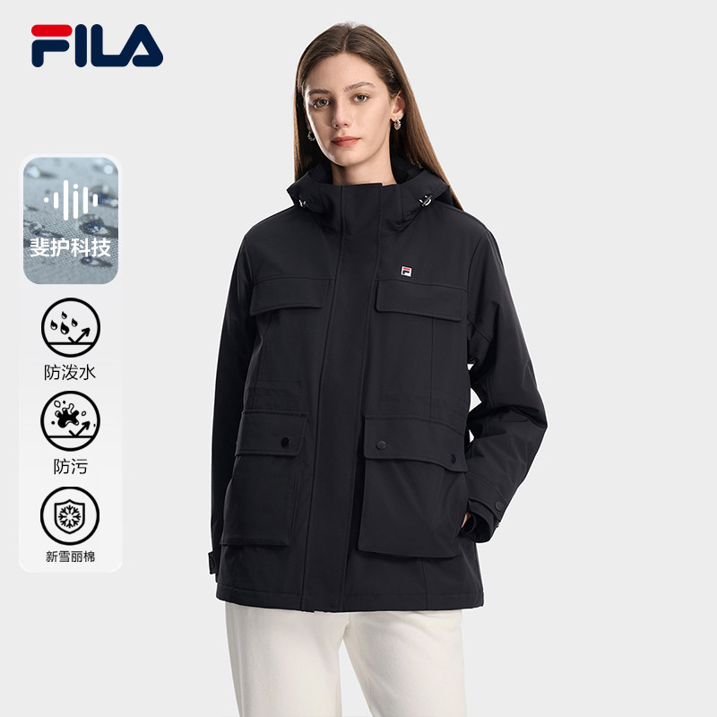 FILA 斐乐官方女士棉服2026春季新款时尚休闲连帽派克服保暖外套