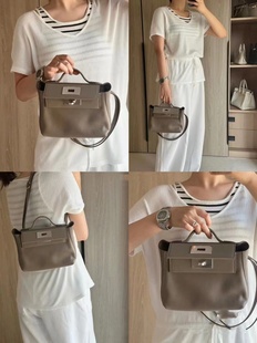 真皮凯莉包2424mini包高配版 高级手提饺子包 单肩斜挎双肩包包新款