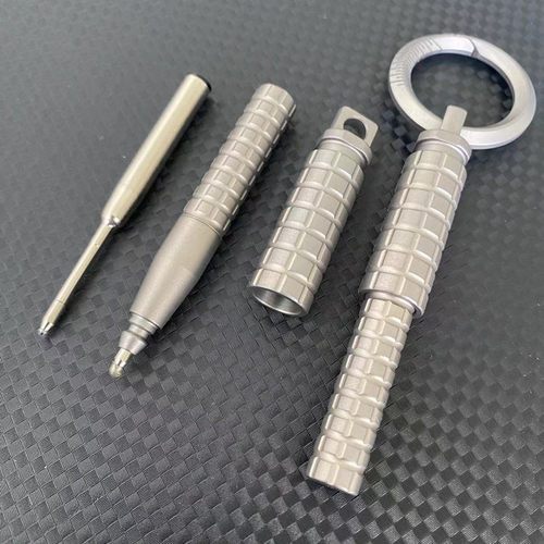 雷纹钛合金按压快脱笔M22笔芯精美迷你挂件EDC日常书写出行随身笔