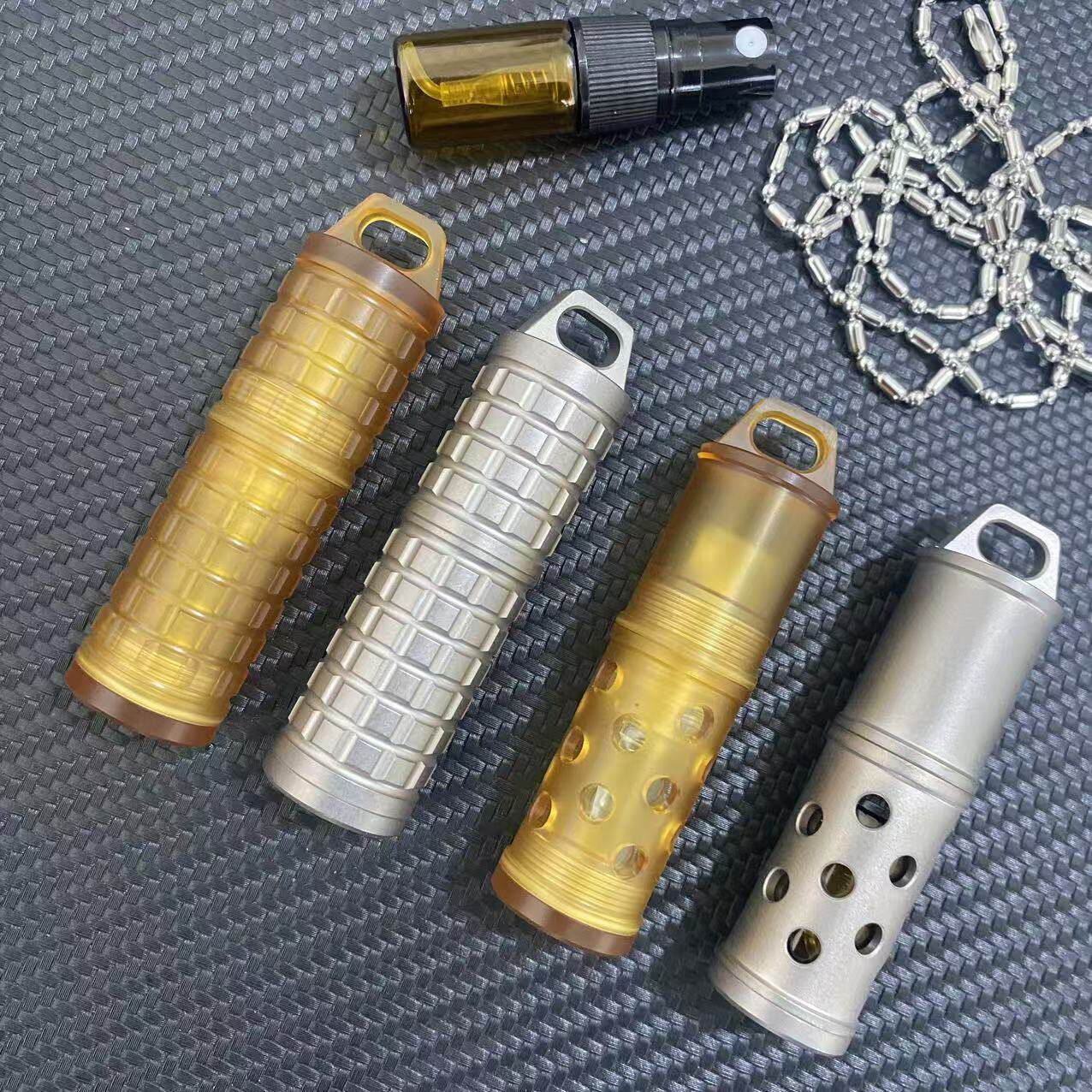 钛合金 进口ULTEM PEI户外出行便携香水喷雾化妆水分装收纳仓药瓶