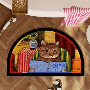 复古卡通猫咪硅藻泥浴室地垫吸水脚垫厕所卫生间房间门口防滑地毯