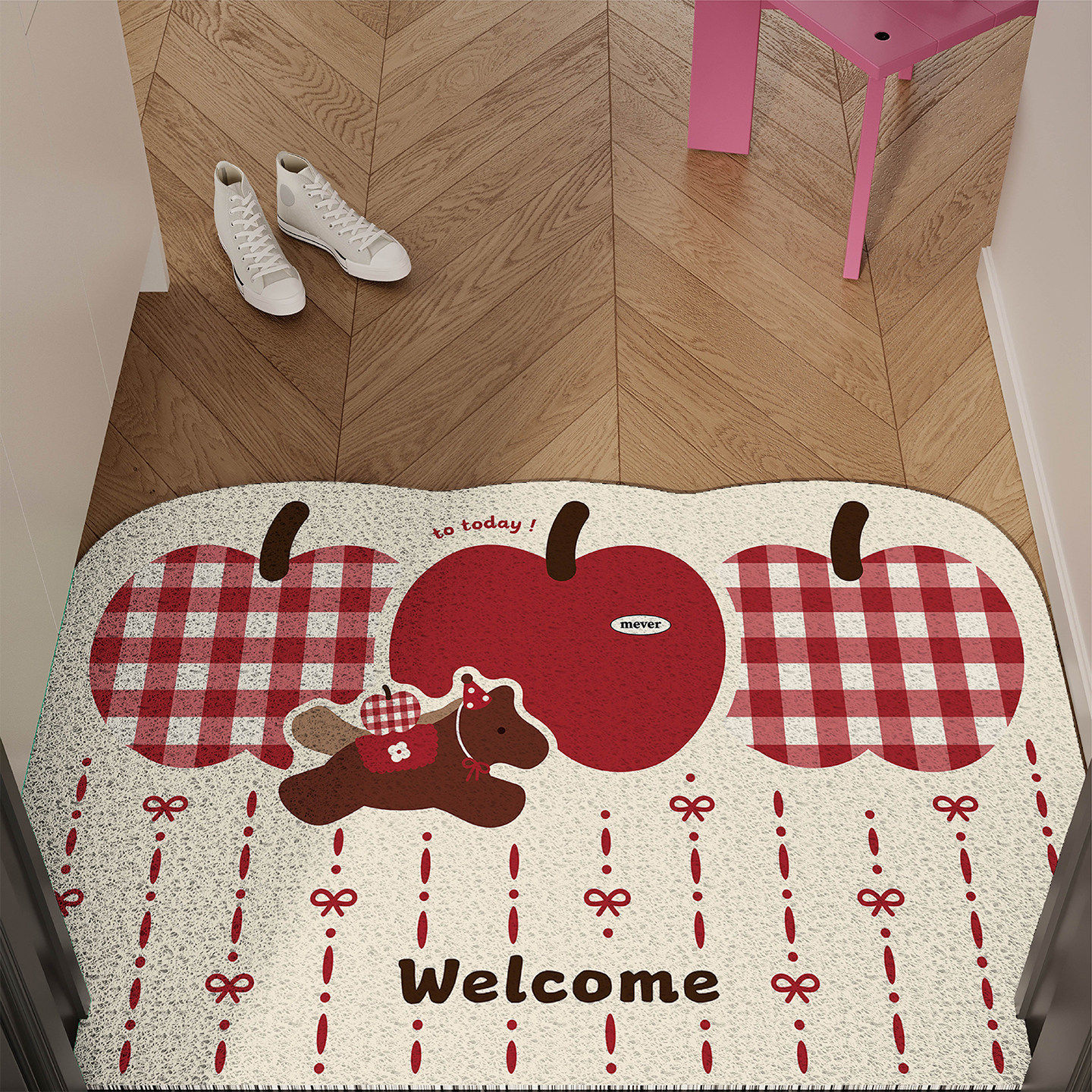 美拉德苹果新年入户门地垫丝圈防滑耐脏脚垫玄关大门口地毯可裁剪,居家布艺,入户地垫,淘宝优惠券,粉丝福利购,淘宝优惠卷