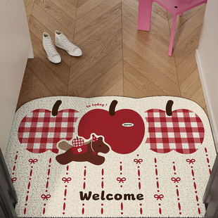 美拉德苹果新年入户门地垫丝圈防滑耐脏脚垫玄关大门口地毯可裁剪