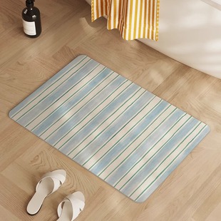 韩系条纹卫生间吸水地垫软硅藻泥洗手间厕所门口防滑耐脏脚垫子