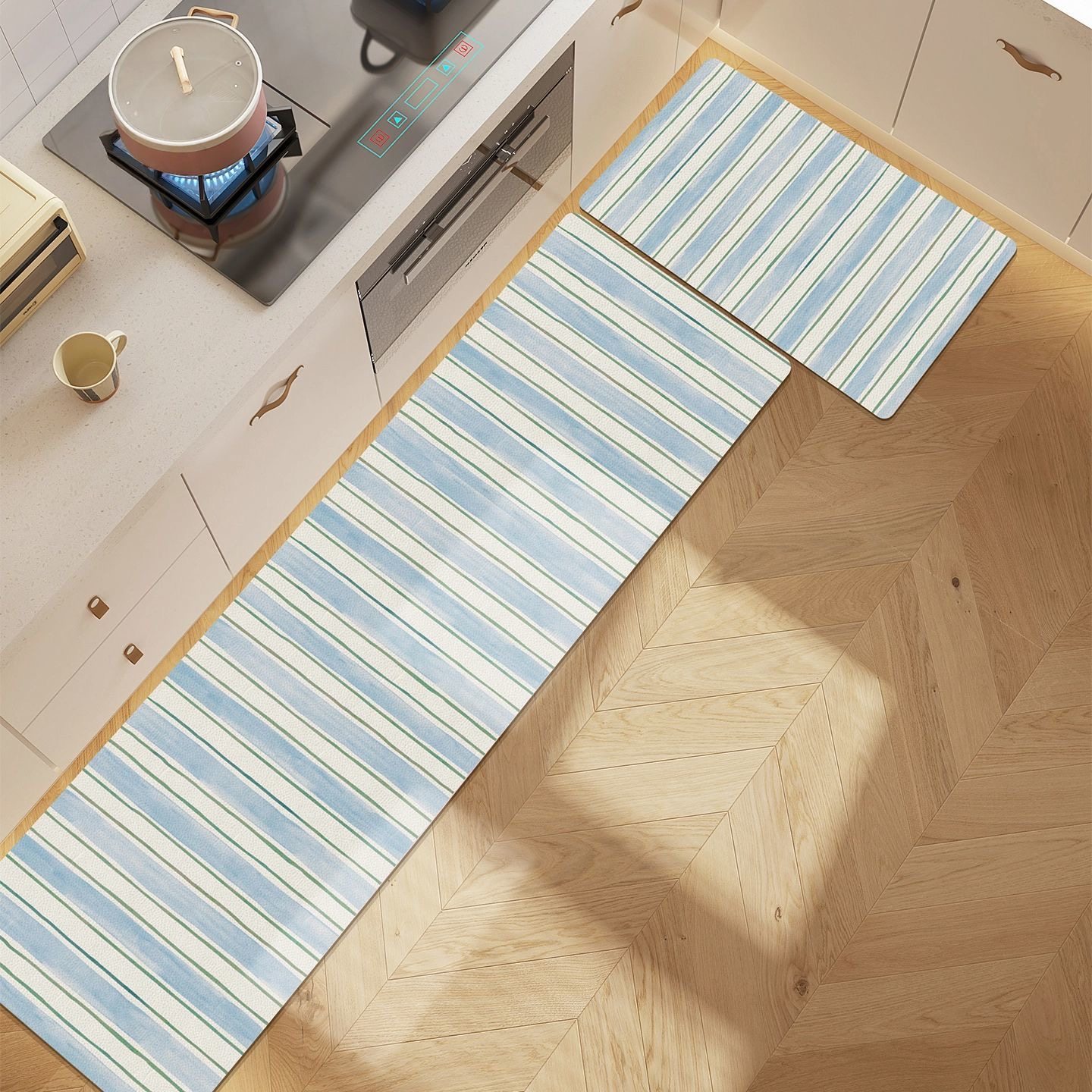 创意韩系条纹地垫厨房专用吸水吸油地垫防滑速干软硅藻泥加厚脚垫,居家布艺,厨房地垫,淘宝优惠券,粉丝福利购,淘宝优惠卷