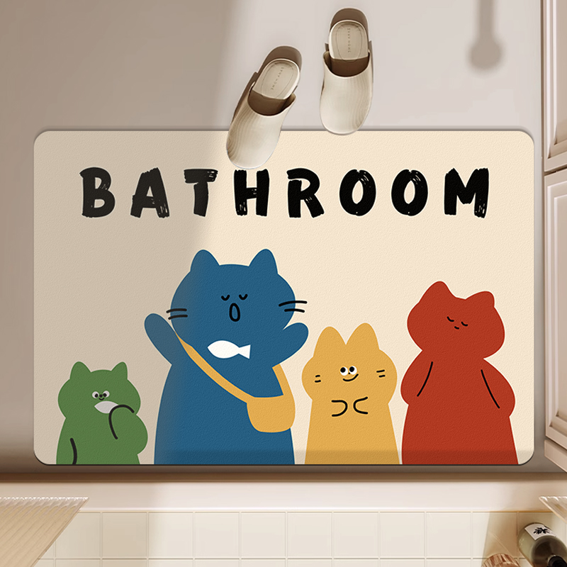 浴室地垫创意吸水垫硅胶防滑硅藻泥卫生间洗手间厕所门口脚垫速干