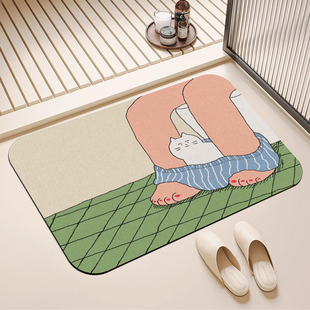 软硅藻泥浴室吸水地垫厨房吸水防滑卫生间脚垫子门口厕所地毯