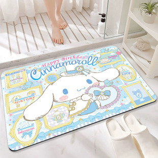 卡通浴室吸水脚垫软硅藻泥爆款三丽鸥小白地垫地毯防滑卫生间可爱
