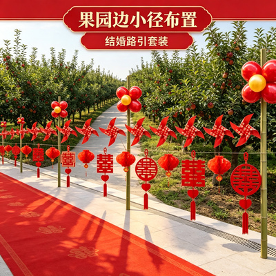 氛围结婚路引装饰婚礼迎宾农村院子路边外景婚房场景布置用品