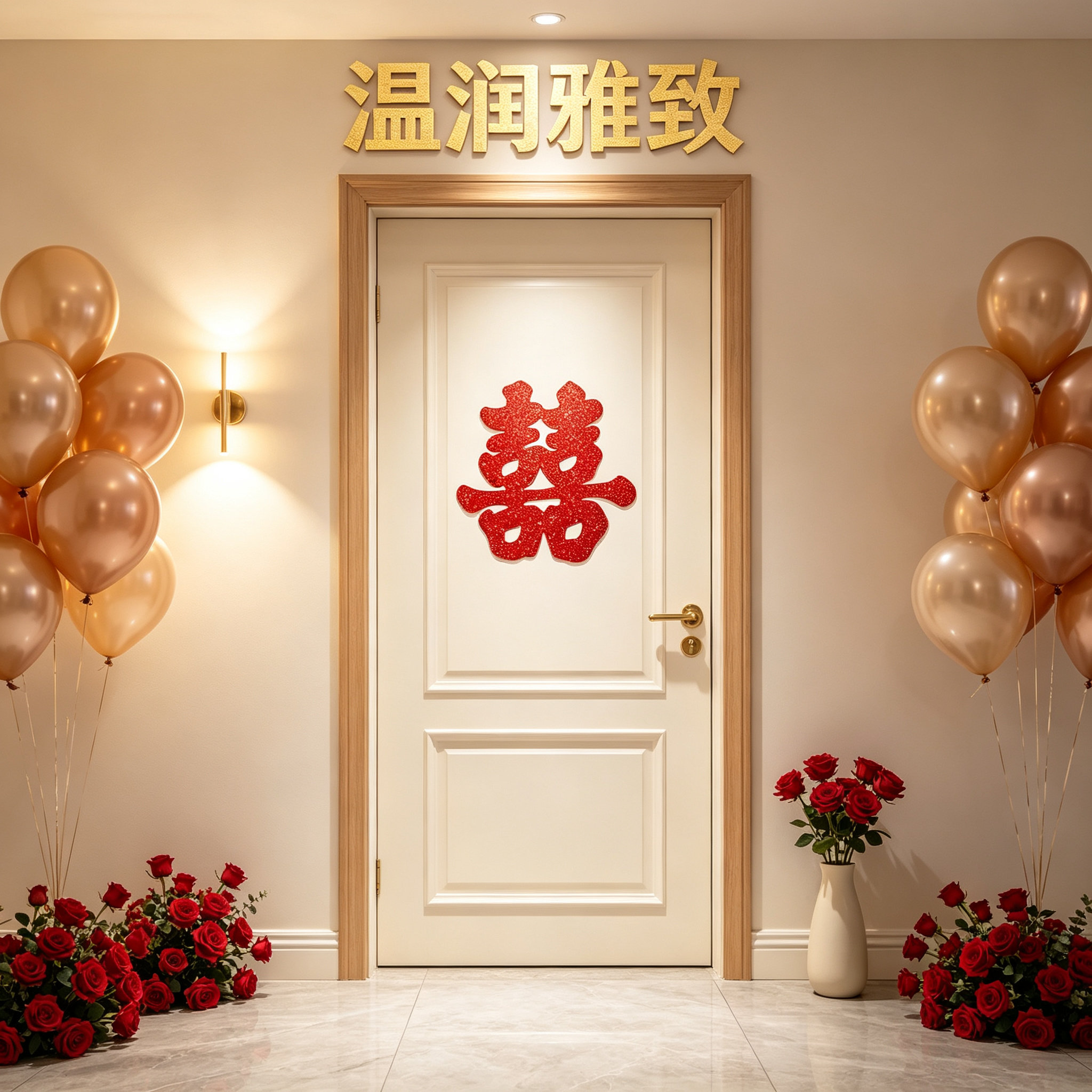 温润雅致红葱闪金囍字贴结婚大门玻璃窗贴婚房嫁娶高档婚庆礼品