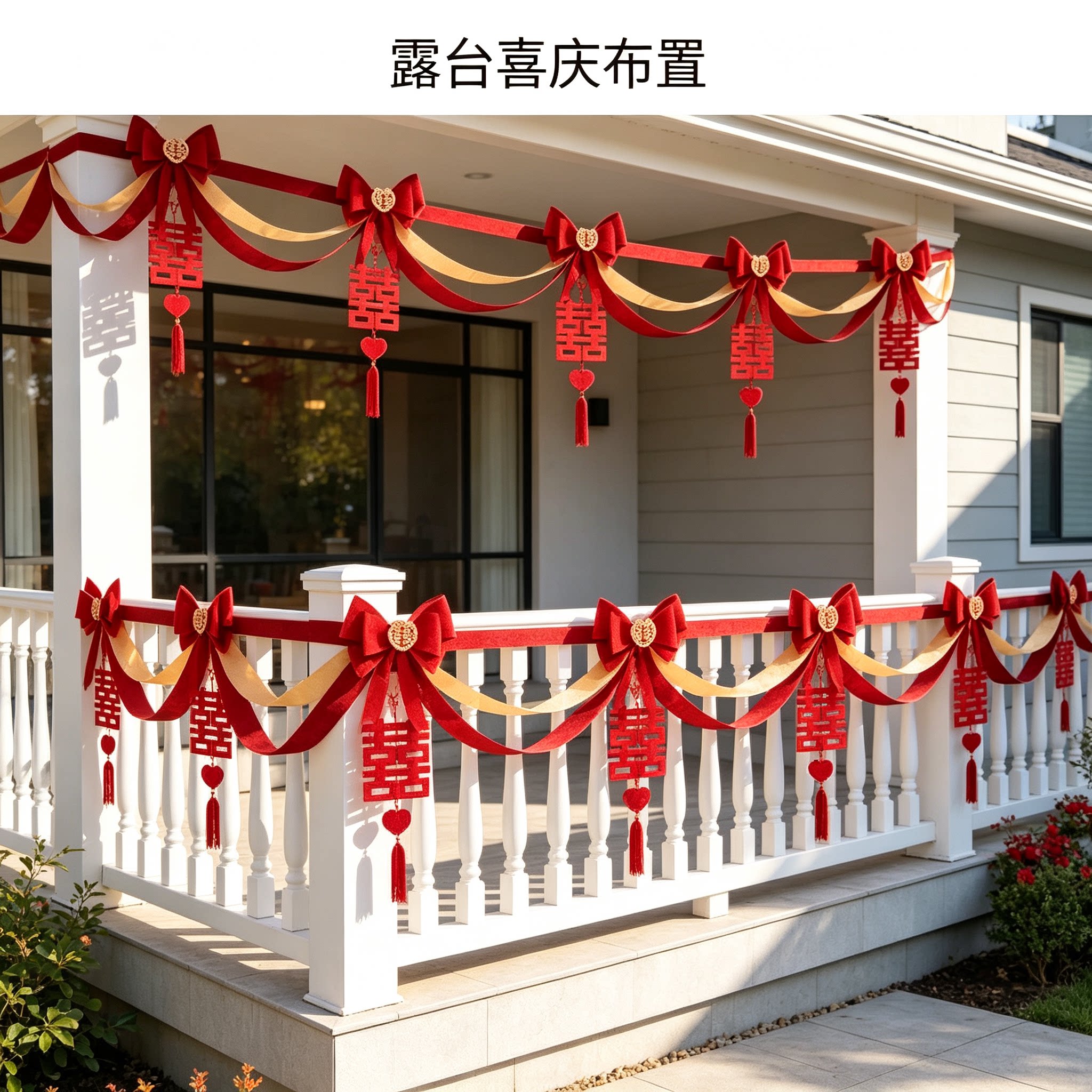 婚房装饰新人屋顶蝴蝶结大红新款喜字客厅背景墙场景布置装扮用品
