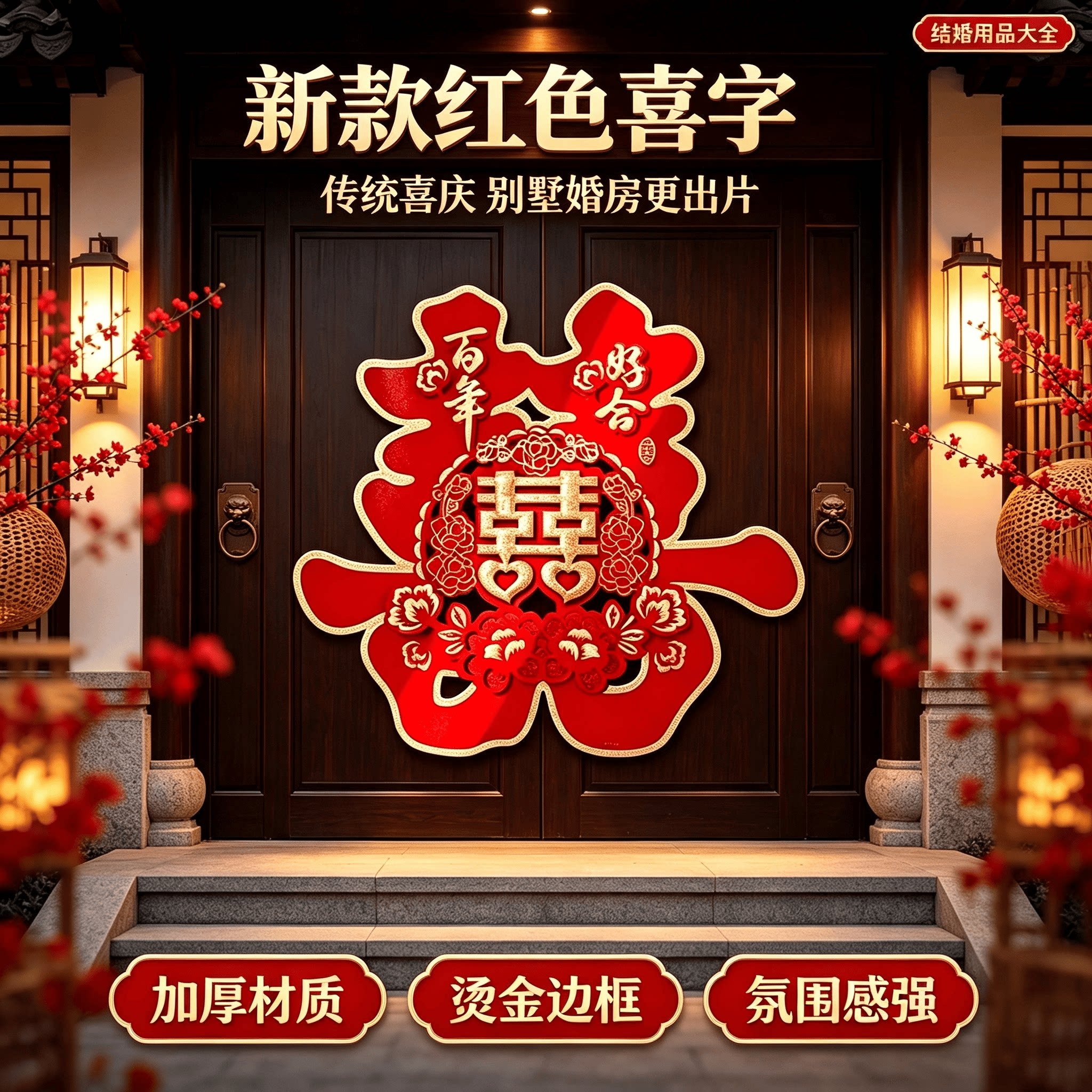 新款红色喜字结婚用品大全婚房