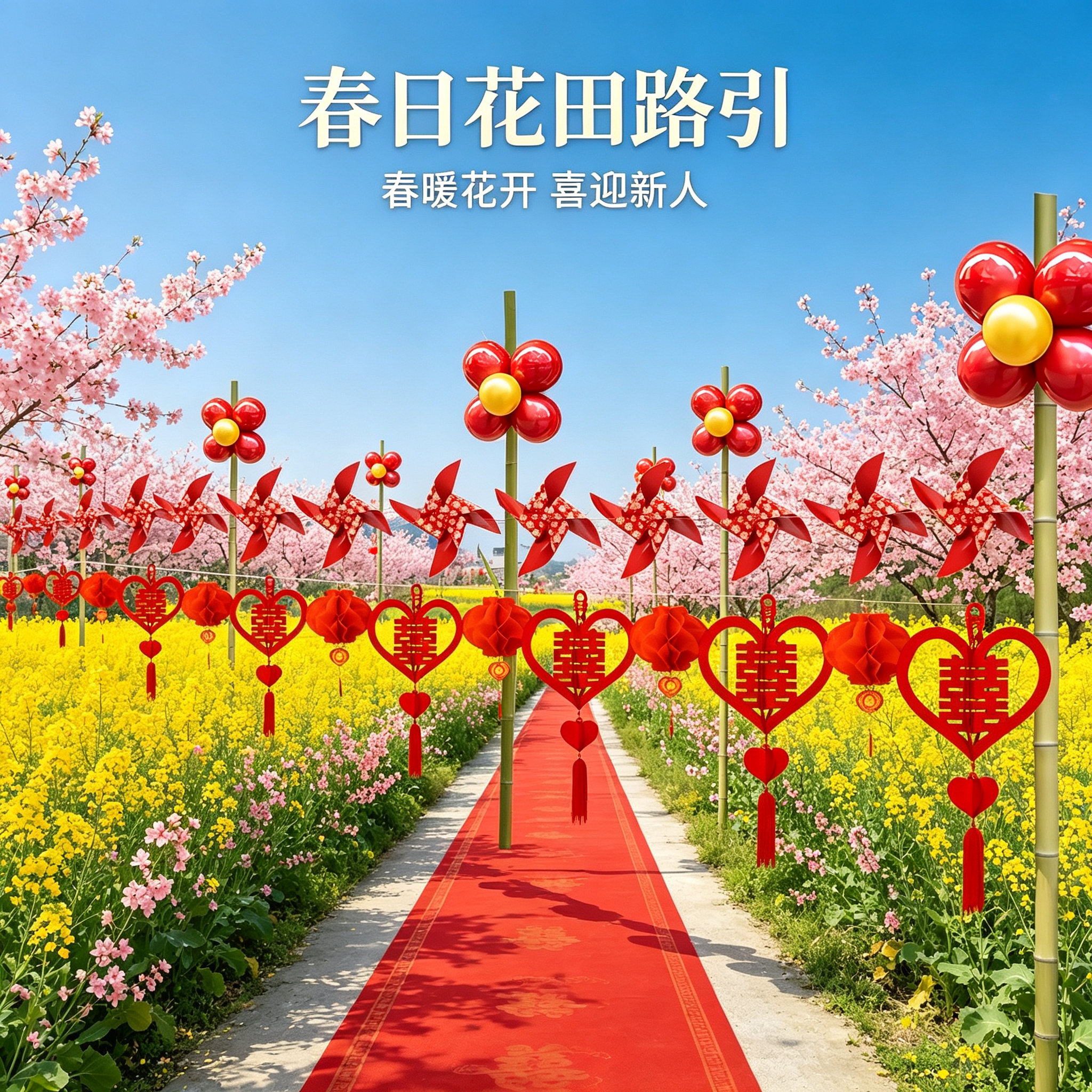 结婚场景路引装饰婚礼迎宾农村院子路边外景婚房用品大全