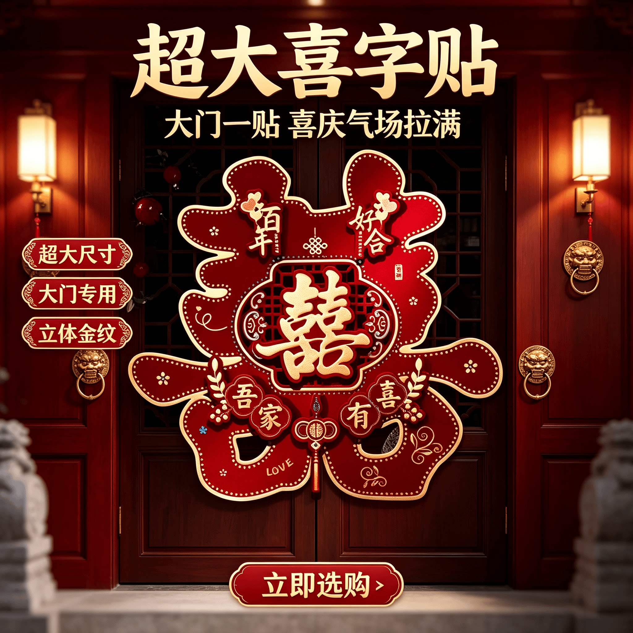 超大喜字结婚用品大全婚房装饰