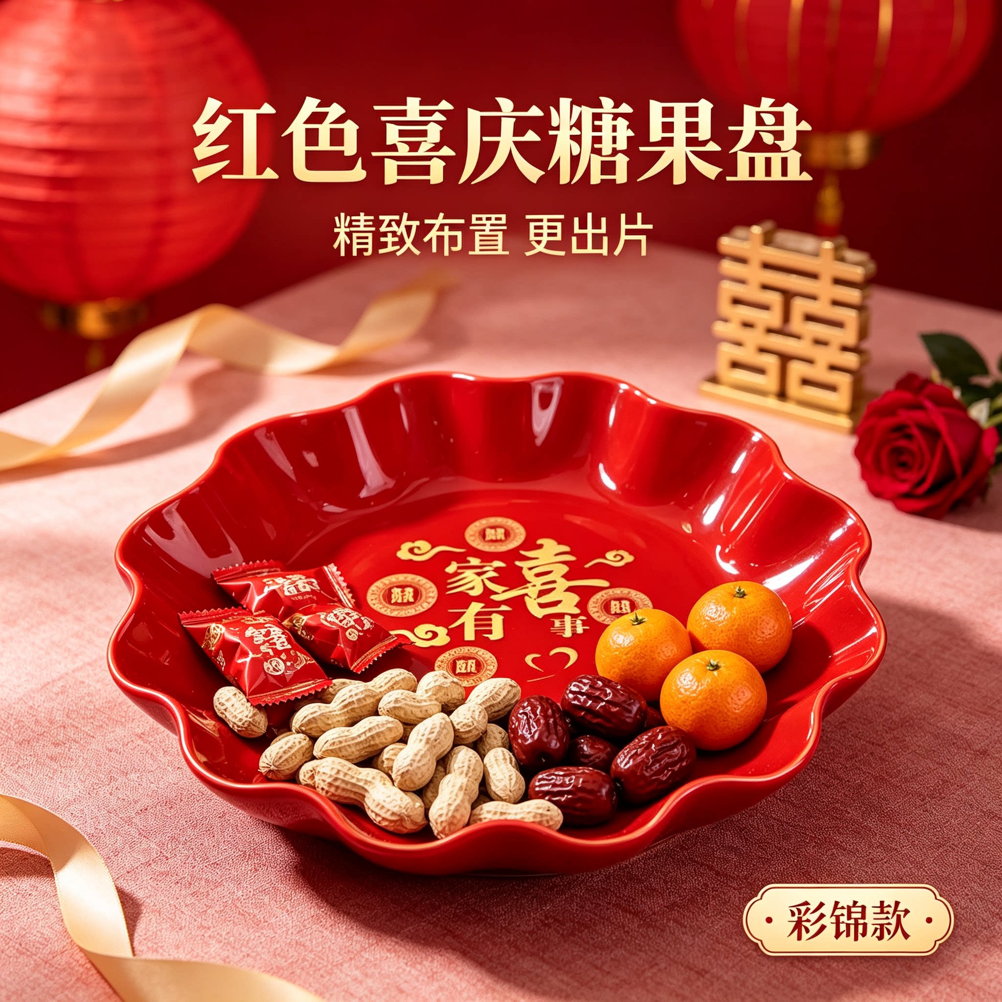 订婚糖果盘精致好看家用客厅茶几零食水果篮结婚创意装饰婚庆用