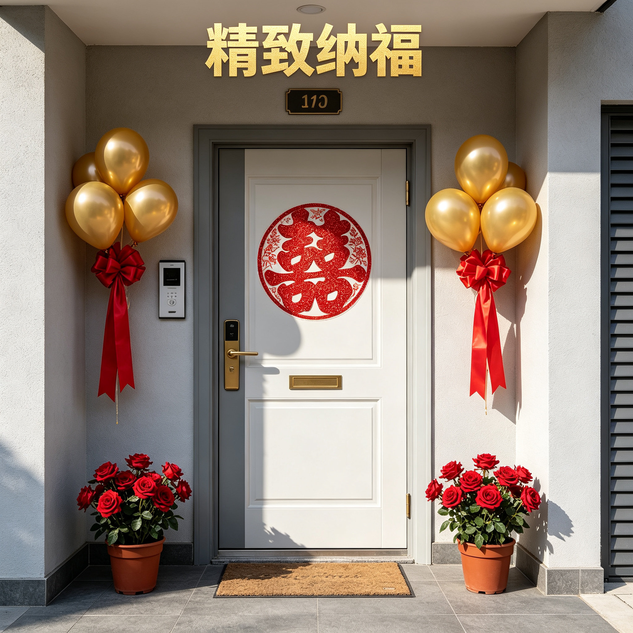 精致纳福红葱囍字贴结婚大门玻璃窗贴婚房嫁娶高档婚庆伴手礼