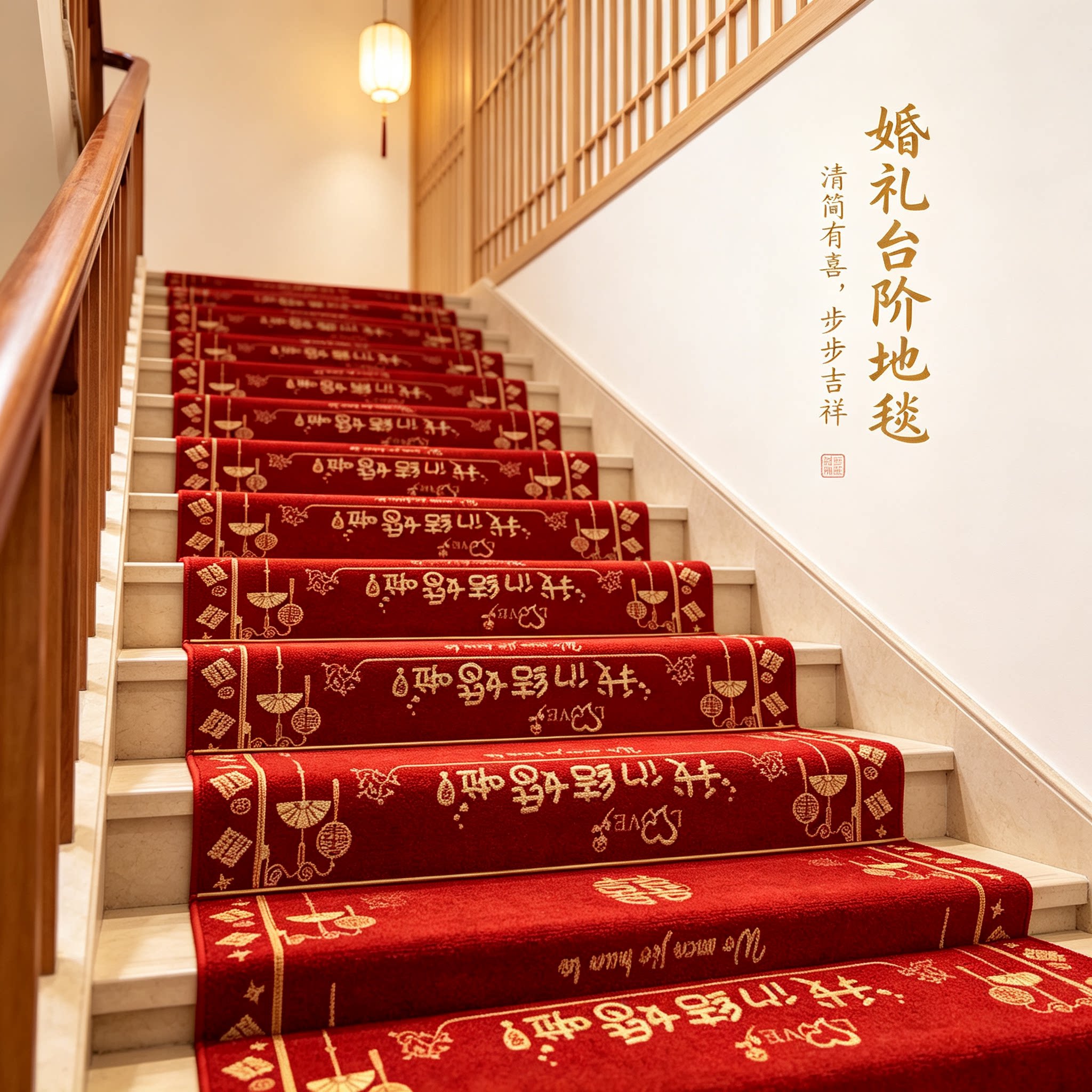 婚庆楼梯地垫装饰结婚男方婚礼扶手台阶喜字贴踏步贴婚房布置地毯