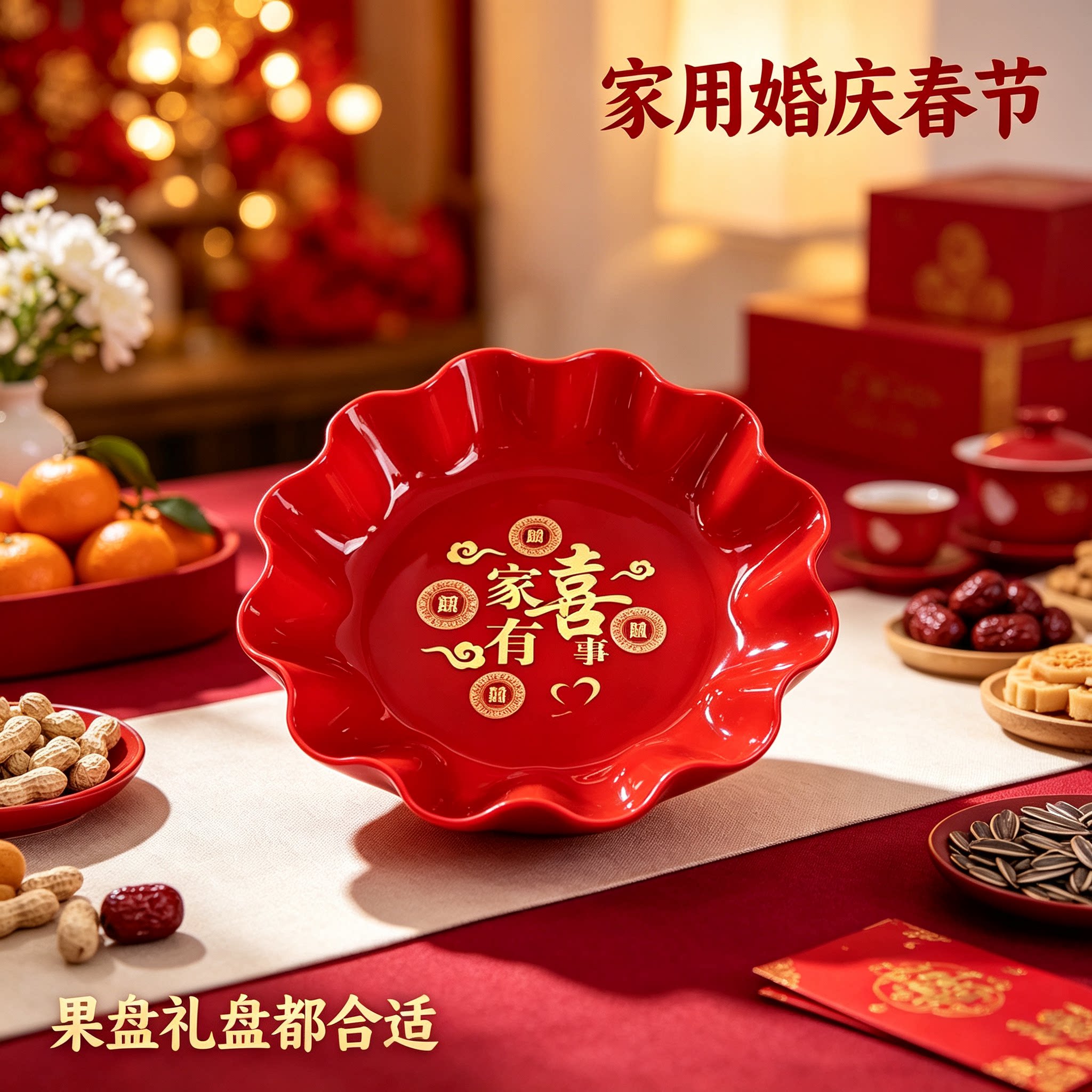 婚庆糖果盘春节也能用家用客厅茶几零食水果篮结婚订婚装饰