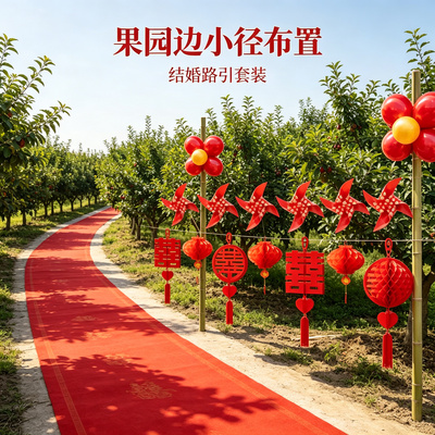 显贵结婚路引装饰婚礼迎宾农村院子路边外景婚房场景布置用品