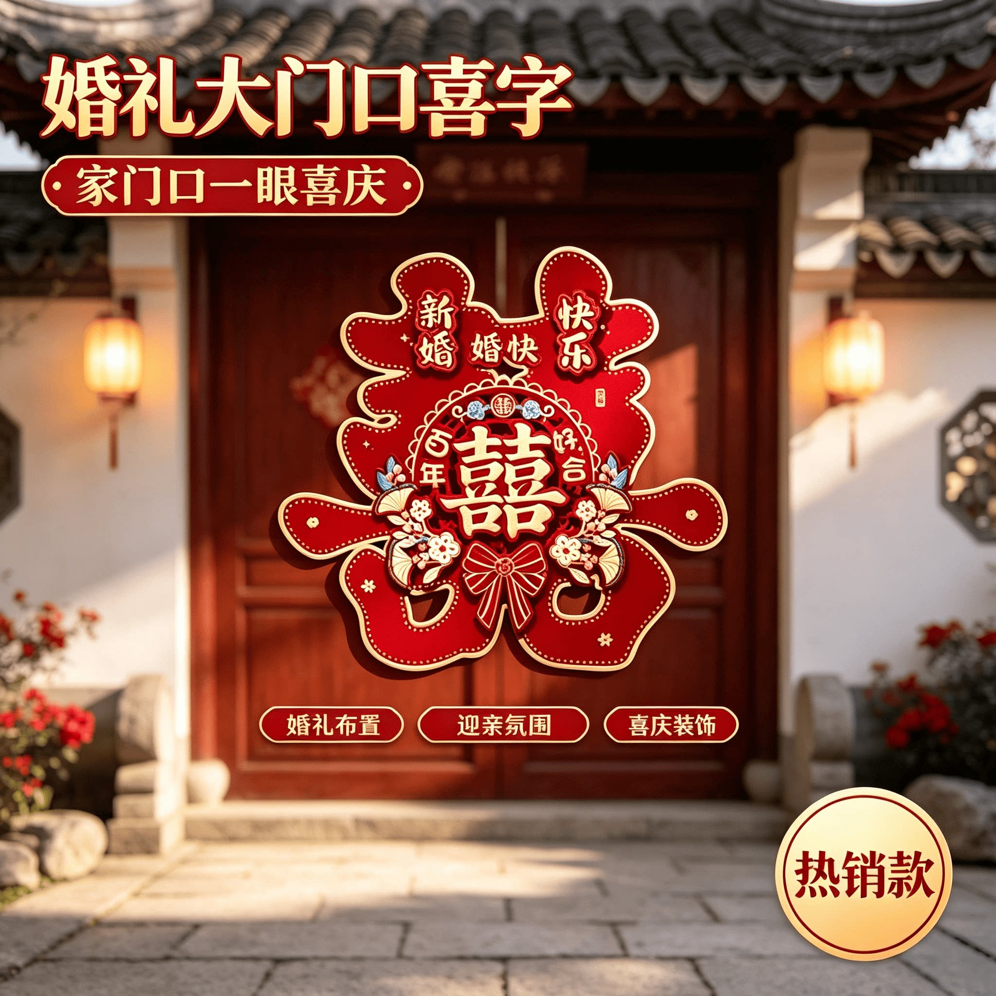 婚礼大门口喜字结婚用品大全婚房