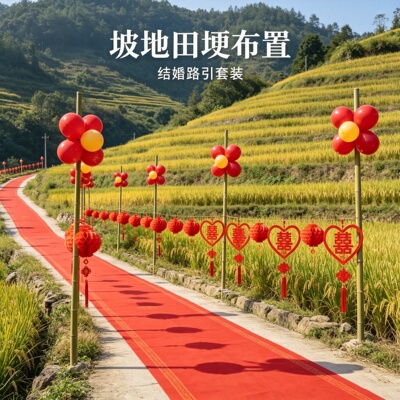 结婚路引全套装饰婚礼迎宾农村院子路边外景婚房场景用品大全