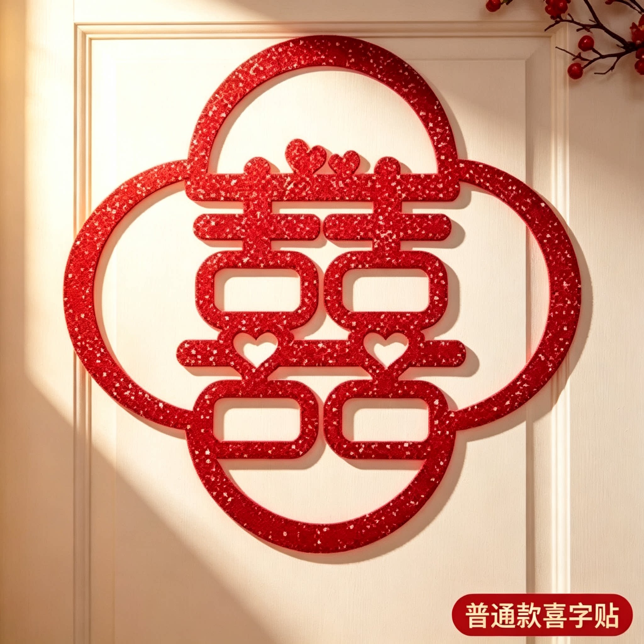 婚礼普通款喜字贴大门窗户囍字贴纸婚房嫁娶新房布置实用小物件