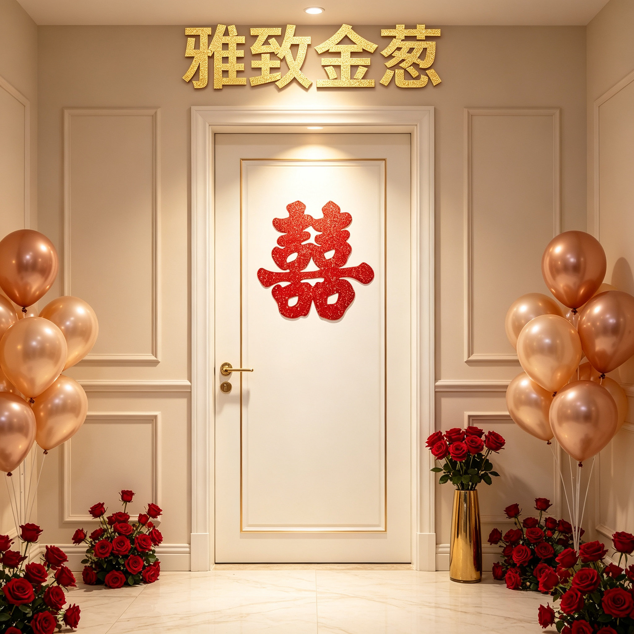 雅致金葱红面囍字贴结婚大门玻璃窗贴婚房嫁娶高档婚庆馈赠好礼
