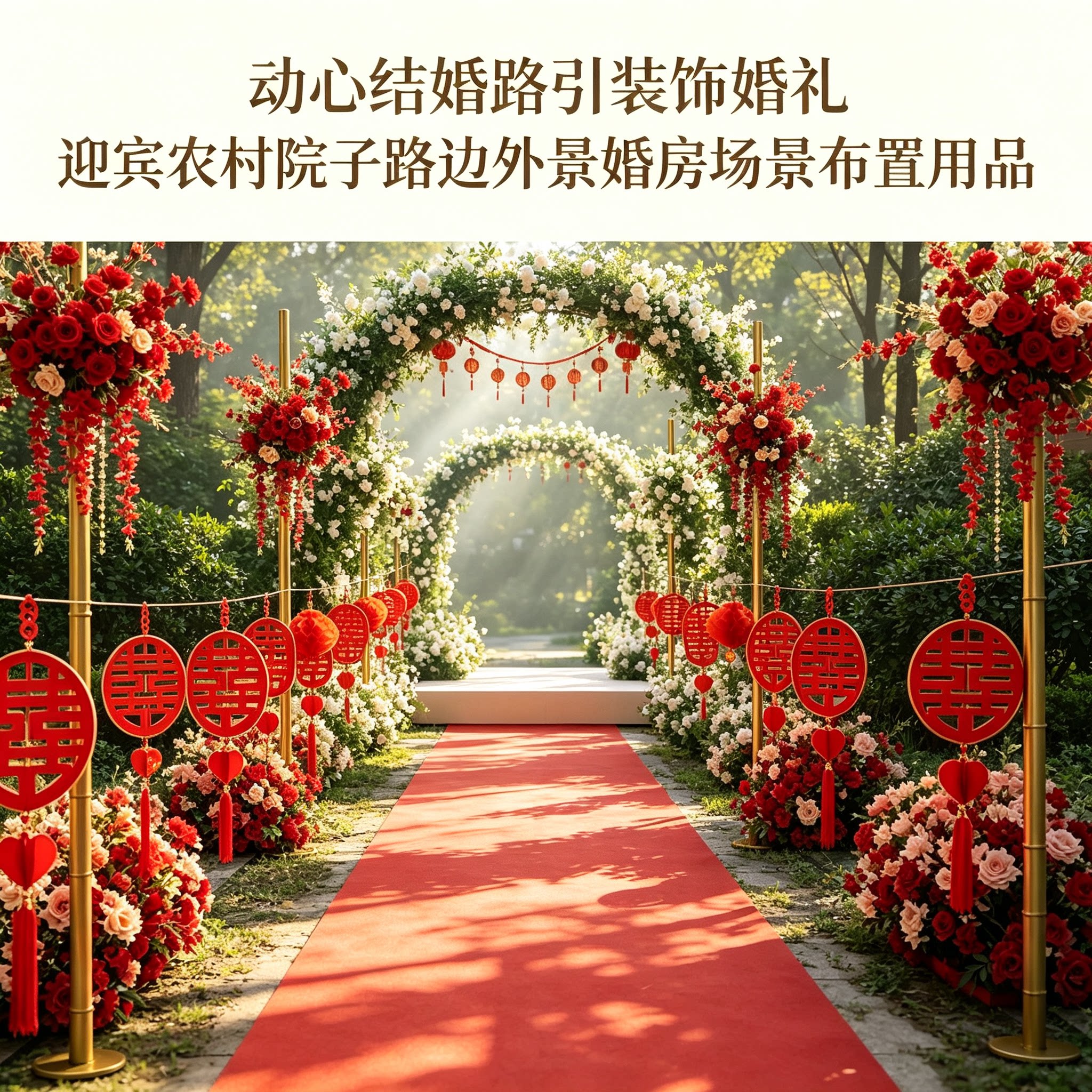 动心结婚路引装饰婚礼迎宾农村院子路边外景婚房场景布置用品