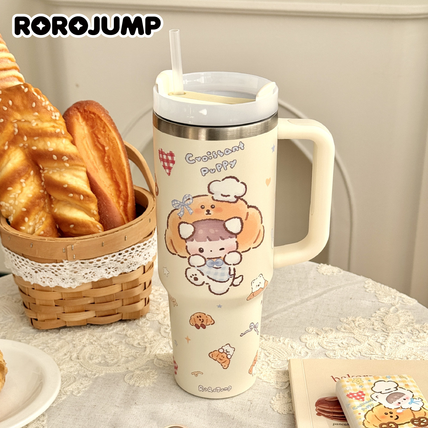 肉肉酱可颂小狗卡通水杯学生便携304不锈钢儿童保温杯可爱女,餐饮具,保冷/保温杯,淘宝优惠券,粉丝福利购,淘宝优惠卷