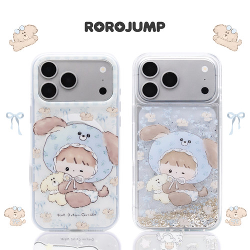 肉肉酱蓝色碎花宝宝适用iPhone17promax磁吸手机壳原创新款防摔苹果16保护套磨砂薄款二合一15卡通可爱14女