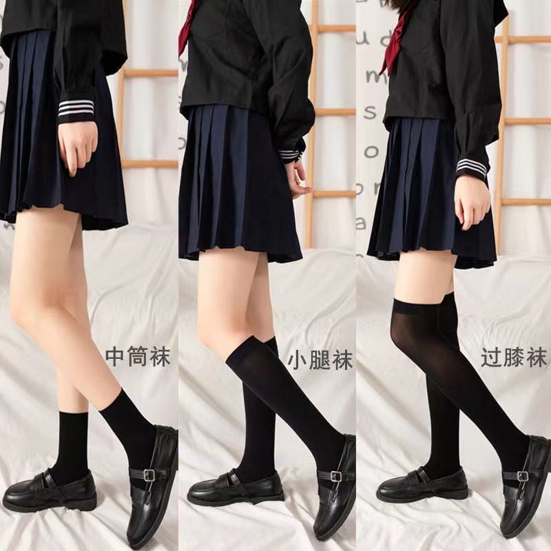 长筒袜白色个性复古女生瘦腿祙运动袜半截袜高筒乐福鞋袜子搭配秋
