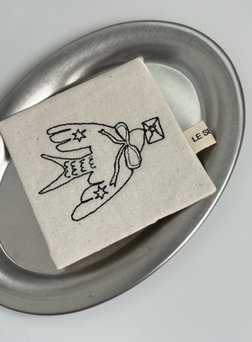 Le serein自制设计法式刺绣信鸽可爱高级小众杯垫隔热垫桌面装饰