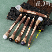天然水晶圆珠笔玉石材质魔法笔实木环保签字笔权杖办公文具纪念笔