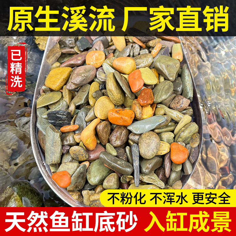 50斤溪流沙鱼缸造景底砂天然川藏溪流石砂水草缸龟缸雷龙鱼底沙