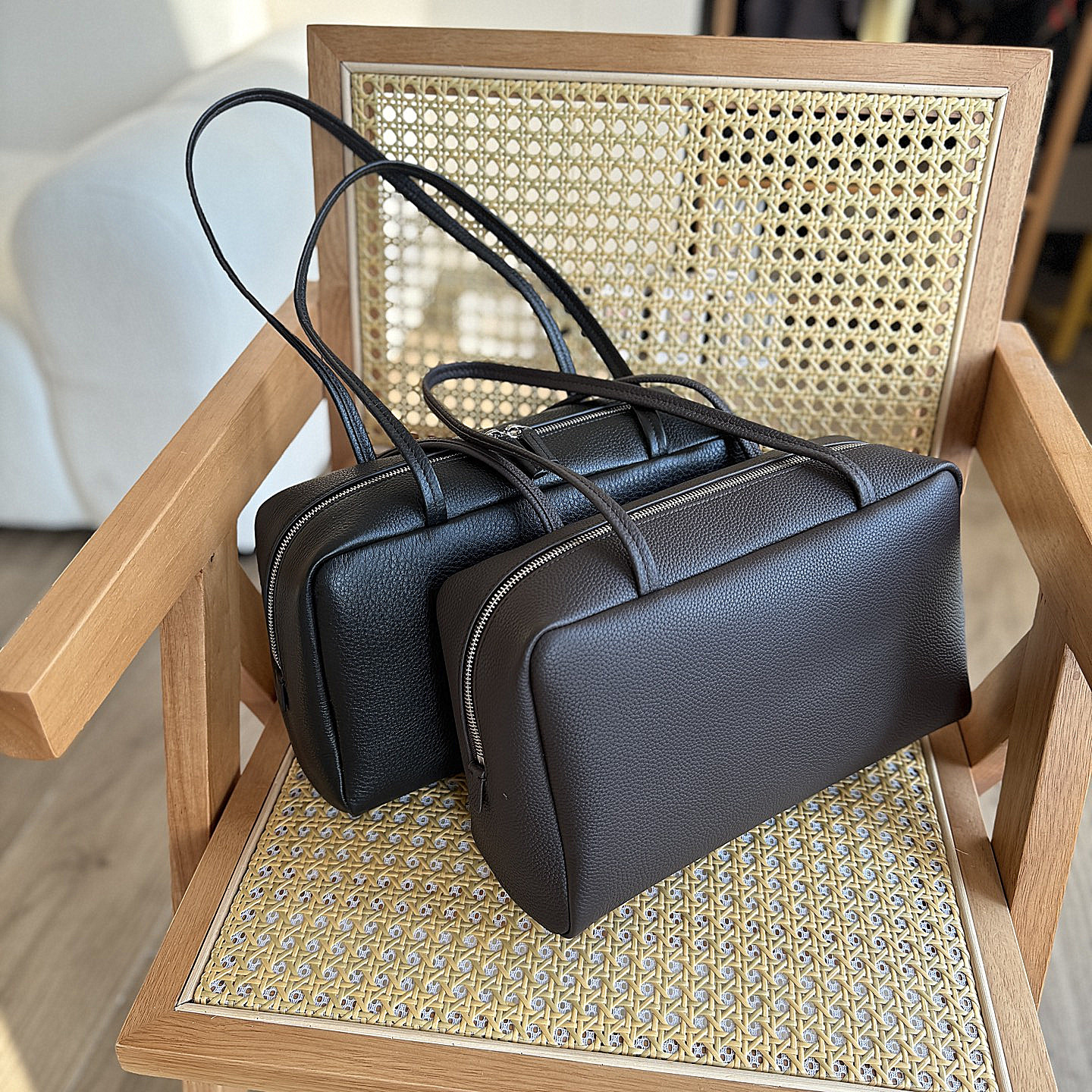 2026新款ROW风女包头层牛皮波士顿包大容量手提单肩保龄球包,箱包皮具/热销女包/男包,通用款女包,淘宝优惠券,粉丝福利购,淘宝优惠卷