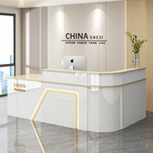 前台接待台弧形收银柜台商场酒店饭厅高档吧台转角烤漆亮光桌服务