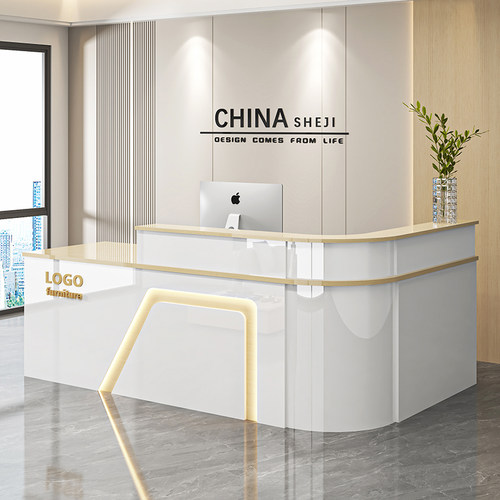 高档烤漆亮光弧形转角接待台