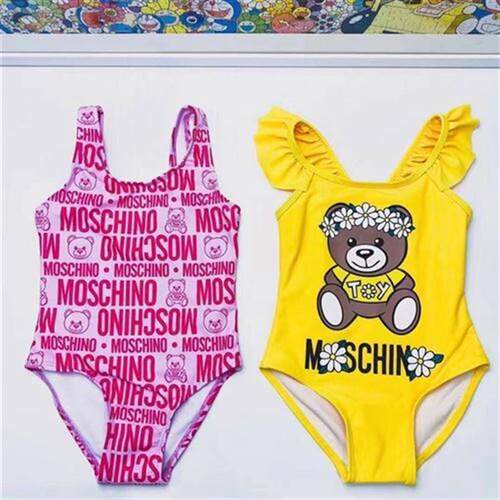 Childrens printed teddy bear one piece girl swimsuit