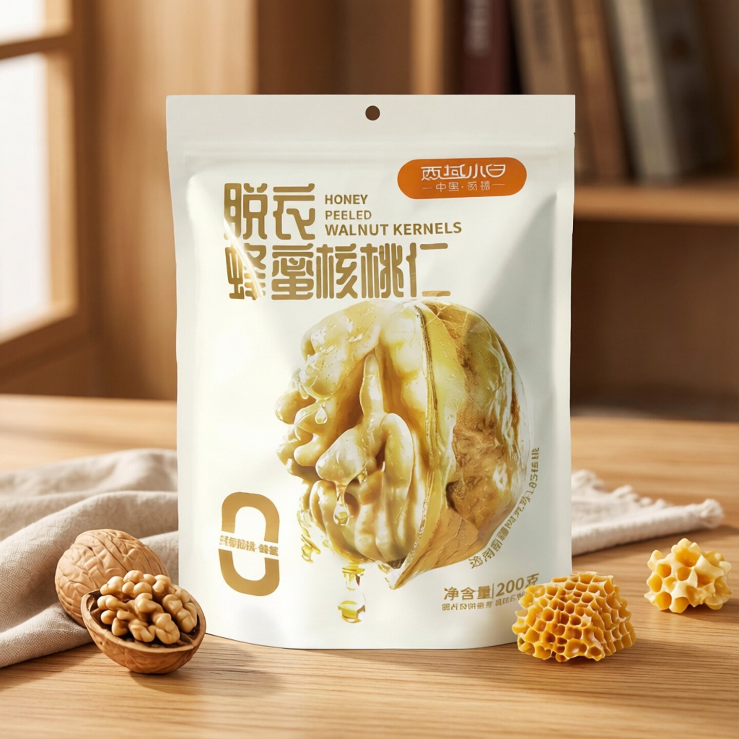 新疆脱衣蜂蜜核桃仁200g烘烤营养孕妇坚果仁去皮核桃仁休闲食品